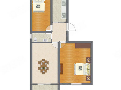 2室1厅 53.22平米