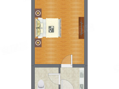 1室0厅 37.57平米户型图