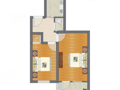 2室1厅 54.50平米户型图