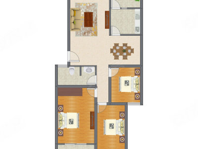 3室2厅 123.21平米户型图