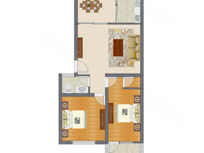 2室2厅 114.74平米户型图