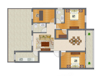 3室2厅 122.50平米户型图