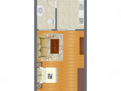 1室0厅 35.18平米户型图