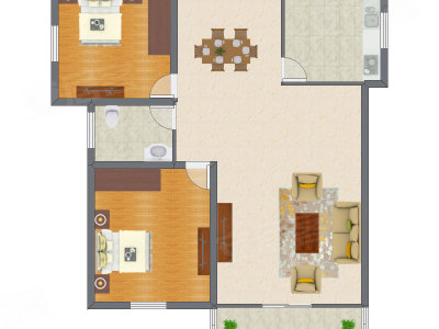 2室2厅 98.73平米