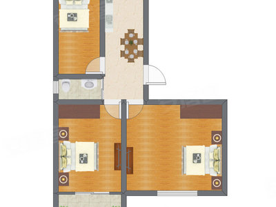 3室1厅 66.60平米
