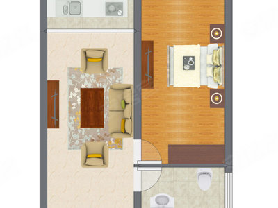1室1厅 49.30平米户型图