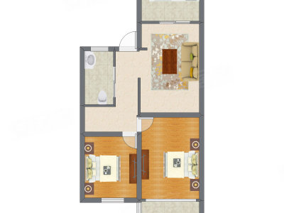 2室1厅 83.79平米