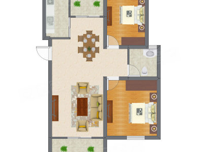 2室2厅 90.00平米户型图