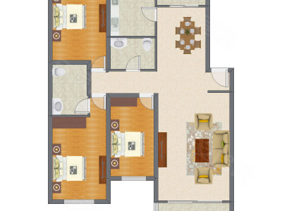 3室2厅 103.52平米户型图