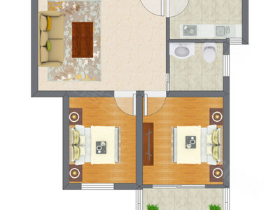 2室1厅 70.52平米户型图