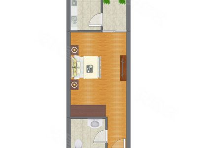 1室0厅 57.73平米户型图