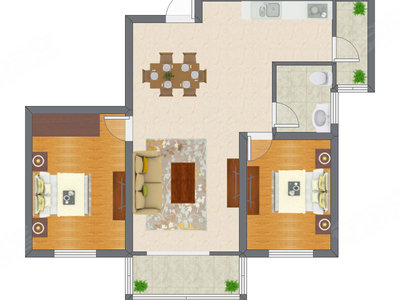 2室2厅 98.90平米户型图