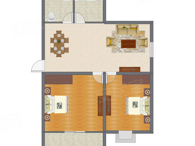 2室1厅 83.82平米