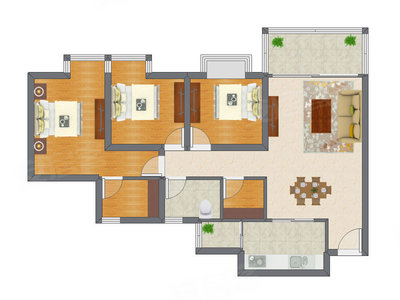 3室2厅 116.00平米户型图