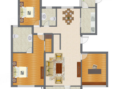 2室1厅 142.00平米户型图