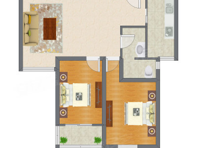 2室1厅 89.57平米户型图