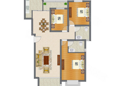 3室2厅 144.06平米