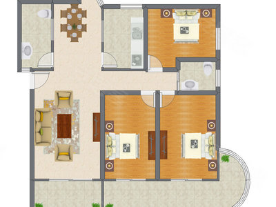 3室2厅 150.43平米户型图
