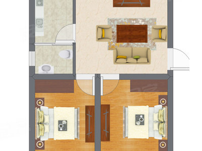 2室1厅 34.99平米户型图
