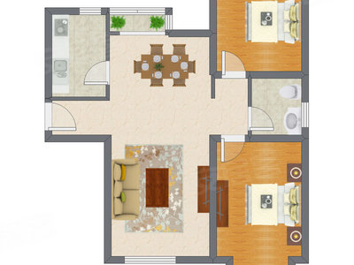 2室2厅 99.21平米