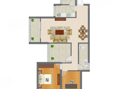 2室2厅 73.06平米