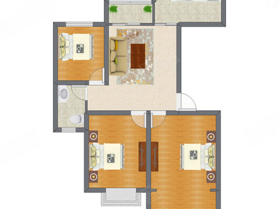 3室1厅 95.85平米