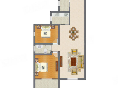 2室2厅 83.60平米户型图