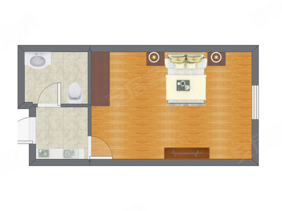 1室1厅 28.47平米户型图