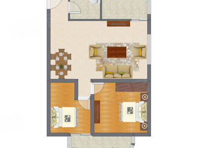 2室2厅 99.76平米户型图