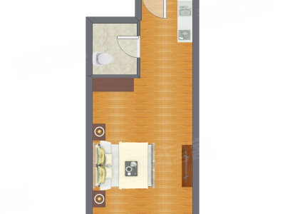 1室0厅 28.77平米户型图