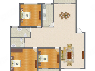 3室2厅 124.25平米