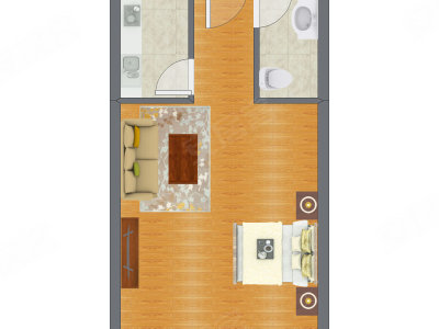 1室0厅 50.02平米户型图