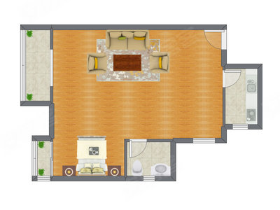 1室0厅 92.41平米户型图