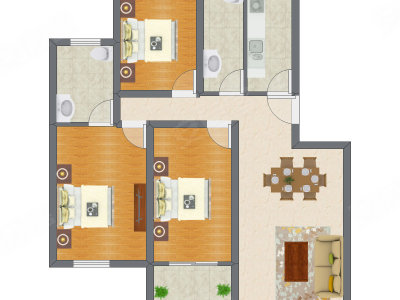2室2厅 75.55平米