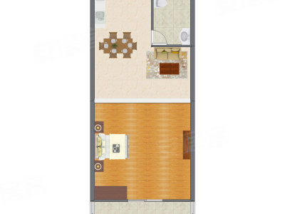 1室1厅 65.39平米户型图