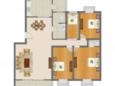 4室2厅 161.00平米户型图