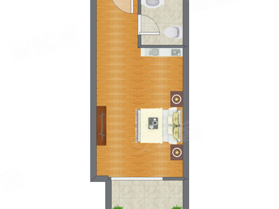 1室0厅 46.78平米户型图