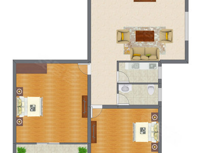 2室1厅 104.00平米户型图
