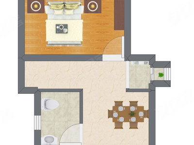 1室1厅 19.82平米户型图