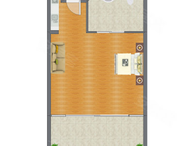 1室1厅 76.00平米户型图