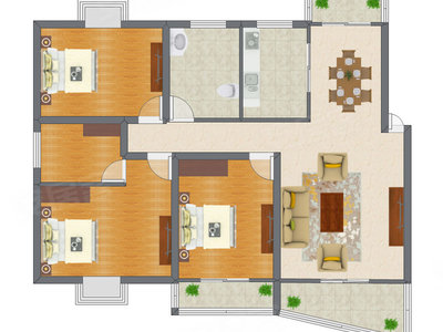 3室2厅 102.26平米户型图