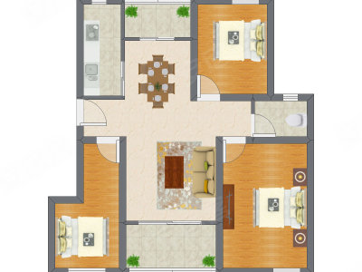 3室2厅 90.69平米