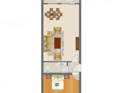 1室2厅 68.51平米户型图