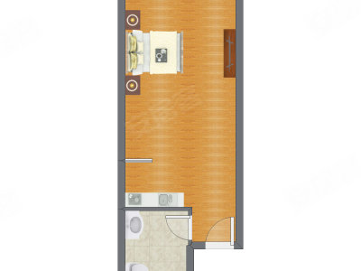 1室0厅 42.88平米户型图