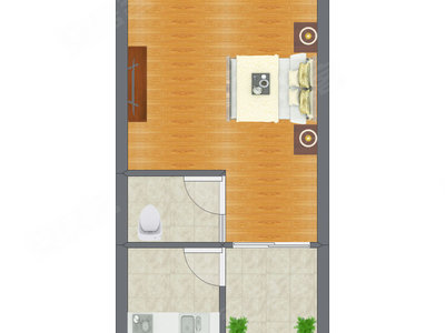1室0厅 29.30平米户型图