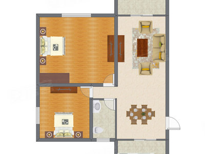 2室2厅 53.00平米