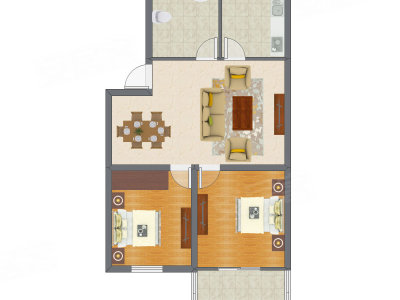 2室2厅 67.72平米户型图