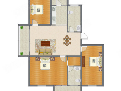 3室2厅 161.92平米
