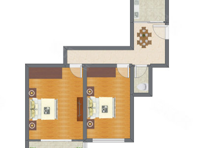2室1厅 75.71平米