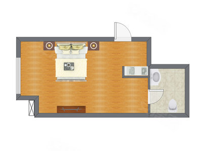 1室0厅 50.49平米户型图